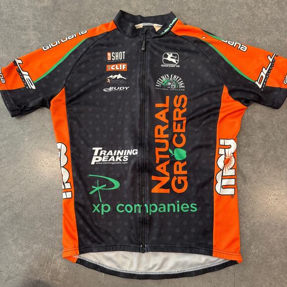VTG Giordana Cycling Jersey Official Natural Grocers Racing XP Black Orange M - Picture 1 of 5
